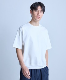 シルケットポンチリブコンビTシャツ<ストレッチ・マシンウォッシャブル・接触冷感>