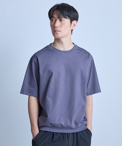UNION STATION(ユニオンステーション)の「シルケットポンチリブコンビTシャツ<ストレッチ・マシンウォッシャブル・接触冷感>(Tシャツ/カットソー・メンズ・チャコールグレー/ブラック/ホワイト・L/M)」の1枚目の写真