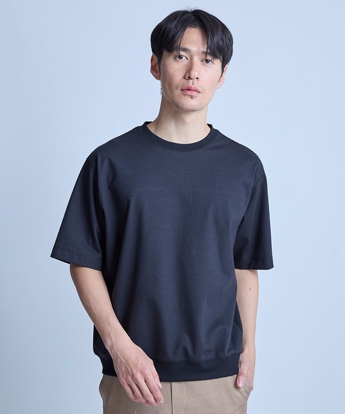 UNION STATION(ユニオンステーション)の「シルケットポンチリブコンビTシャツ<ストレッチ・マシンウォッシャブル・接触冷感>(Tシャツ/カットソー・メンズ・チャコールグレー/ブラック/ホワイト・L/M)」の3枚目の写真