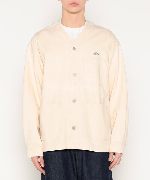 DANTON　ノーカラー　ジャケット　38 ダントン (DANTON) WOMEN'S COTTON WEATHER COLLARLESS JACKET ノー