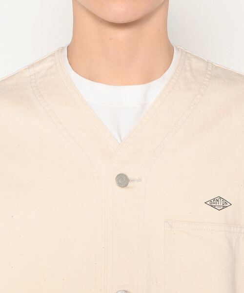 Men's Cotton Drill Collarless Jacket（ノーカラージャケット