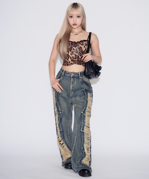 tinkerend（ティンカーエンド）の「Sequin Lace Leopard Camisole / スパンコールレースレオパードキャミソール カップ付（キャミソール・レディース・ブラウン/ブラック・FREE）」の19枚目の写真