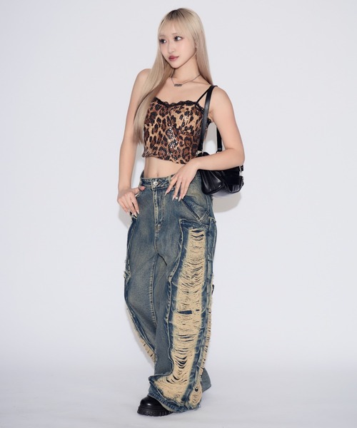 tinkerend（ティンカーエンド）の「Sequin Lace Leopard Camisole / スパンコールレースレオパードキャミソール カップ付（キャミソール・レディース・ブラウン/ブラック・FREE）」の20枚目の写真