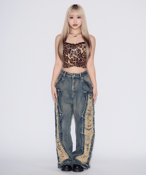 tinkerend（ティンカーエンド）の「Sequin Lace Leopard Camisole / スパンコールレースレオパードキャミソール カップ付（キャミソール・レディース・ブラウン/ブラック・FREE）」の18枚目の写真