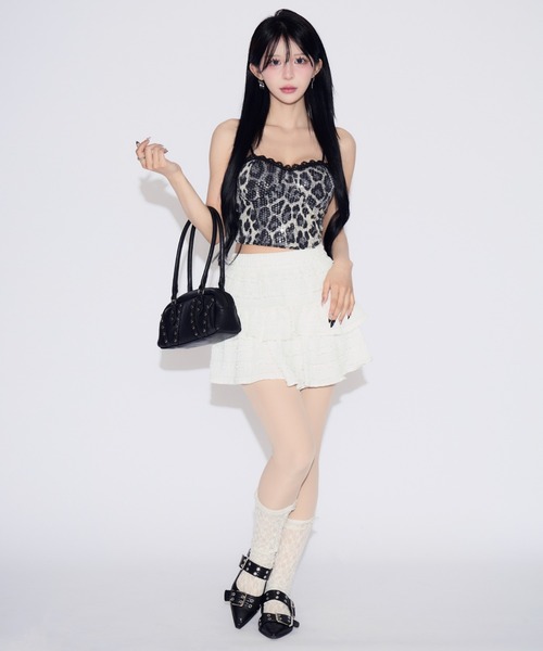 tinkerend（ティンカーエンド）の「Sequin Lace Leopard Camisole / スパンコールレースレオパードキャミソール カップ付（キャミソール・レディース・ブラウン/ブラック・FREE）」の10枚目の写真