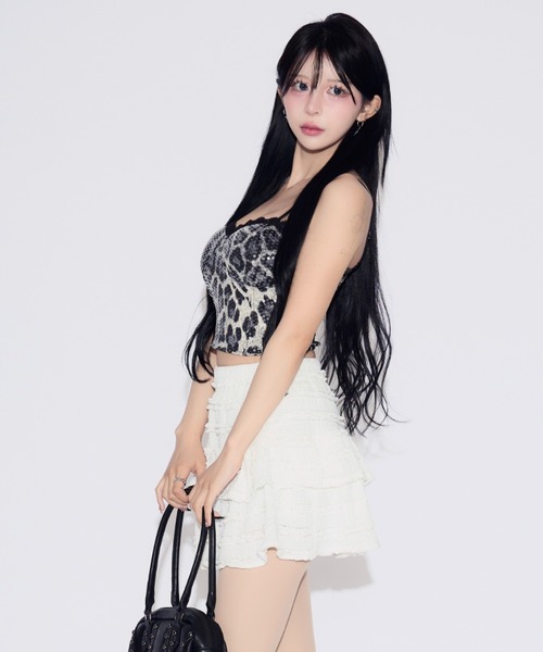 tinkerend（ティンカーエンド）の「Sequin Lace Leopard Camisole / スパンコールレースレオパードキャミソール カップ付（キャミソール・レディース・ブラウン/ブラック・FREE）」の5枚目の写真