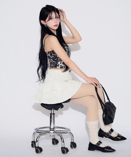 tinkerend（ティンカーエンド）の「Sequin Lace Leopard Camisole / スパンコールレースレオパードキャミソール カップ付（キャミソール・レディース・ブラウン/ブラック・FREE）」の14枚目の写真