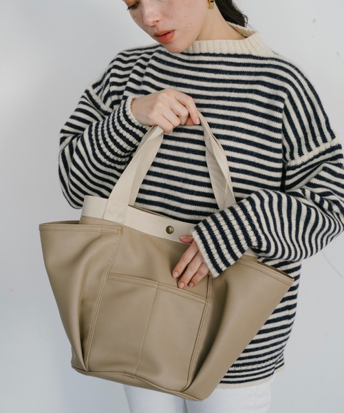 THEATRE PRODUCTS（シアタープロダクツ）の「マルチポケットフェイクレザートートバッグ（トートバッグ・レディース・ブラック/ベージュ・FREE）」の16枚目の写真