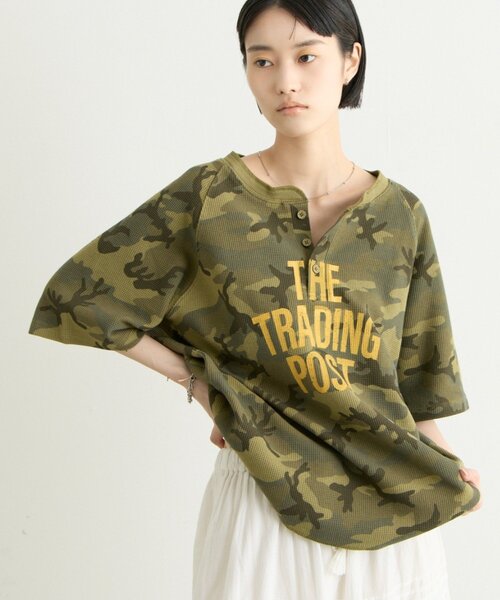 CIAOPANIC TYPY(チャオパニックティピー)の「【UNISEX】ピグメント加工ラグランワッフルヘンリーTEE(Tシャツ/カットソー・メンズ・グリーン/ネイビー/ベージュ/ブラック/グレー系その他2/グレー系その他/オリーブ/インディゴブルー/ダークブルー・MEDIUM/LARGE)」の1枚目の写真