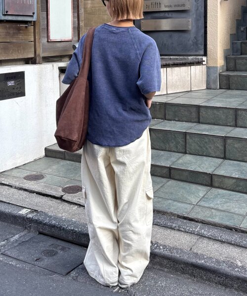 CIAOPANIC TYPY（チャオパニックティピー）の「【UNISEX】ピグメント加工ラグランワッフルヘンリーTEE（Tシャツ/カットソー・レディース・グリーン/ネイビー/ベージュ/ブラック・MEDIUM/LARGE）」の7枚目の写真