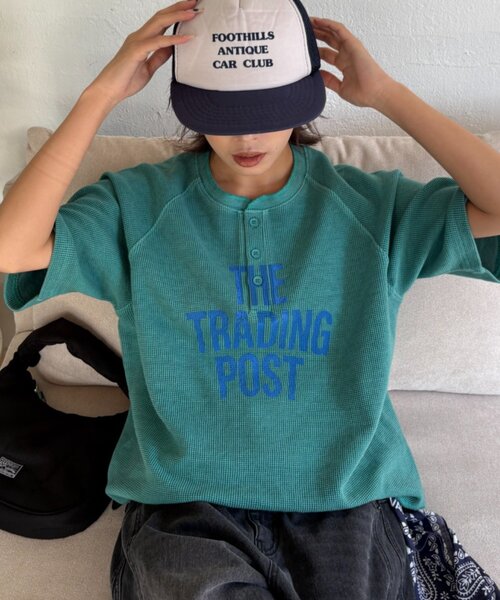 CIAOPANIC TYPY（チャオパニックティピー）の「【UNISEX】ピグメント加工ラグランワッフルヘンリーTEE（Tシャツ/カットソー・レディース・グリーン/ネイビー/ベージュ/ブラック・MEDIUM/LARGE）」の16枚目の写真