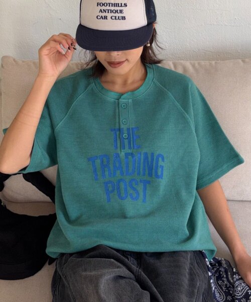 CIAOPANIC TYPY（チャオパニックティピー）の「【UNISEX】ピグメント加工ラグランワッフルヘンリーTEE（Tシャツ/カットソー・レディース・グリーン/ネイビー/ベージュ/ブラック・MEDIUM/LARGE）」の17枚目の写真