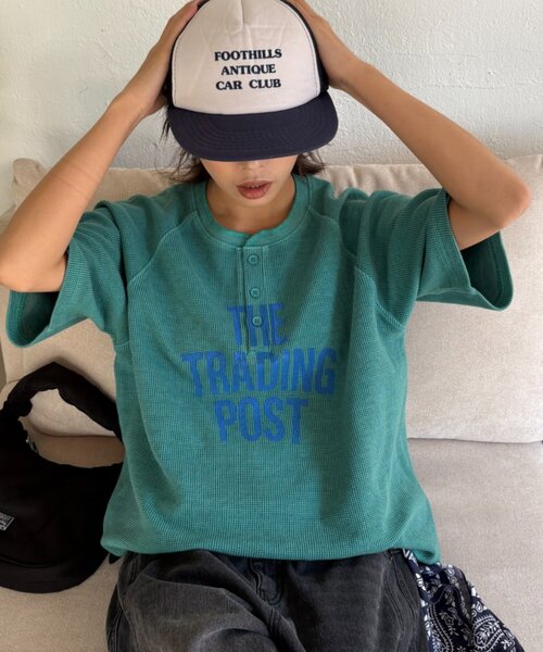 CIAOPANIC TYPY（チャオパニックティピー）の「【UNISEX】ピグメント加工ラグランワッフルヘンリーTEE（Tシャツ/カットソー・レディース・グリーン/ネイビー/ベージュ/ブラック・MEDIUM/LARGE）」の18枚目の写真