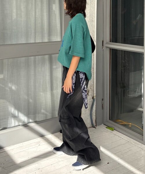 CIAOPANIC TYPY（チャオパニックティピー）の「【UNISEX】ピグメント加工ラグランワッフルヘンリーTEE（Tシャツ/カットソー・レディース・グリーン/ネイビー/ベージュ/ブラック・MEDIUM/LARGE）」の20枚目の写真