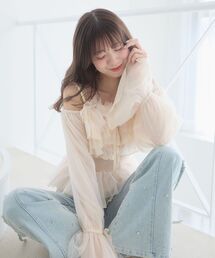 MAJESTIC LEGON | チェーン付きシアーフリルブラウス(シャツ/ブラウス)