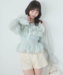 MAJESTIC LEGON | チェーン付きシアーフリルブラウス(シャツ/ブラウス)