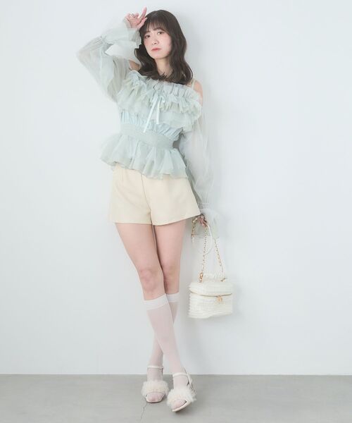 MAJESTIC LEGON（マジェスティックレゴン）の「チェーン付きシアーフリルブラウス（シャツ/ブラウス・レディース・アイボリー/ピンク/グレー/ミント・MEDIUM）」の22枚目の写真