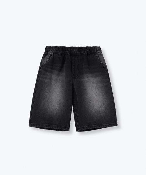 MUSINSA STANDARD KIDS（ムシンサスタンダードキッズ）の「ビッグブラシバミューダデニムパンツ[ブラック]（デニムパンツ・レディース・その他・110/120/130/140/160/150/100）」の2枚目の写真