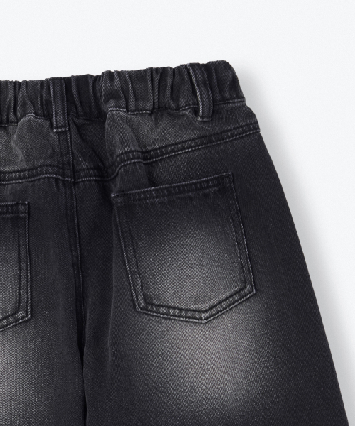 MUSINSA STANDARD KIDS（ムシンサスタンダードキッズ）の「ビッグブラシバミューダデニムパンツ[ブラック]（デニムパンツ・レディース・その他・110/120/130/140/160/150/100）」の5枚目の写真