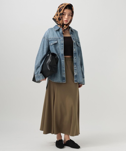 BAYFLOW（ベイフロー）の「ドレープフレアロングスカート（スカート・レディース・ブラック/ブラウン・MEDIUM/SMALL）」の8枚目の写真