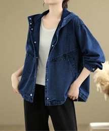 LUCPY（ラクピー）の「フード付き オーバーサイズ デニムジャケット（デニムジャケット）」