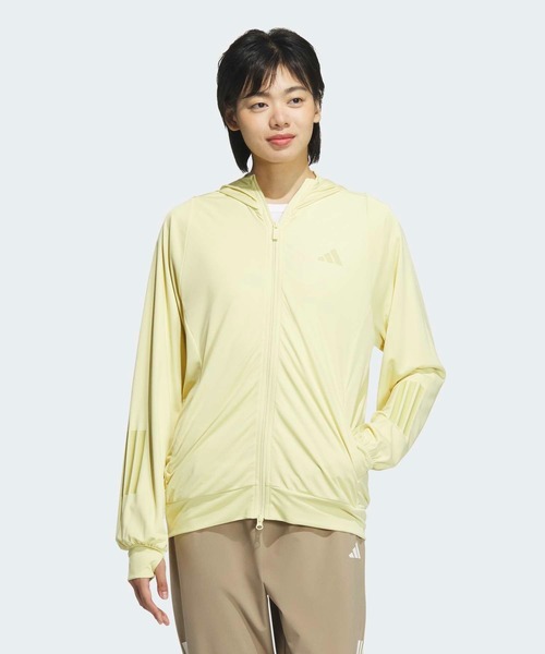 adidas(アディダス)の「UVニット フルジップフーディー / アディダス adidas(パーカー・レディース・ライトイエロー・SMALL/MEDIUM/LARGE/X-LARGE)」の1枚目の写真