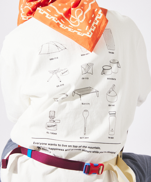 Snow Peak(スノーピーク)の「snow peak / スノーピーク 別注 トレイル ギアーズ Tシャツ(Tシャツ/カットソー・メンズ・ホワイト/ブラック・LARGE/MEDIUM/X-LARGE)」の1枚目の写真