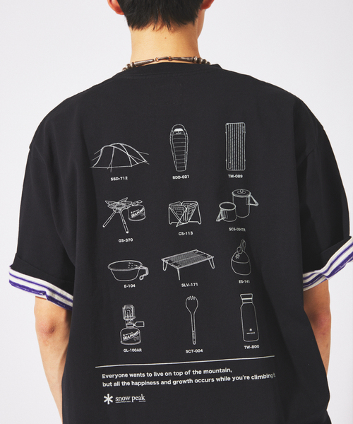 Snow Peak(スノーピーク)の「snow peak / スノーピーク 別注 トレイル ギアーズ Tシャツ(Tシャツ/カットソー・メンズ・ホワイト/ブラック・LARGE/MEDIUM/X-LARGE)」の2枚目の写真