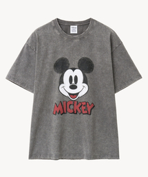 ヴィンテージウォッシングフェイス_ミッキー_ Tシャツ (グレー)