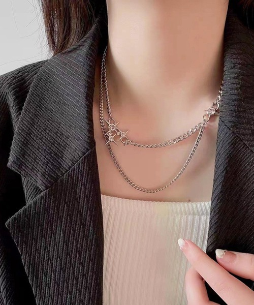 MEMECLE（メメクル）の「【 MEMECLE / メメクル 】スターモチーフ　２連　シルバーネックレス（ネックレス・レディース・シルバー系2/シルバー系1・FREE）」の3枚目の写真
