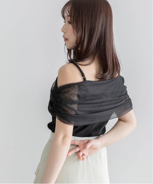 RANDA(ランダ)の「チュールオフショルダートップス(Tシャツ/カットソー・レディース・イエロー/ブラック/ホワイト・FREE)」の7枚目の写真