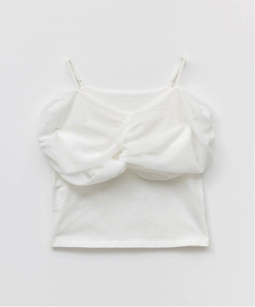 RANDA(ランダ)の「チュールオフショルダートップス(Tシャツ/カットソー・レディース・イエロー/ブラック/ホワイト・FREE)」の13枚目の写真