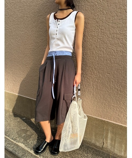 AIC.(エーアイシー)の「スウェットハーフカーゴパンツ(スウェットパンツ・レディース・ライトグレー/チャコールグレー・FREE)」の15枚目の写真