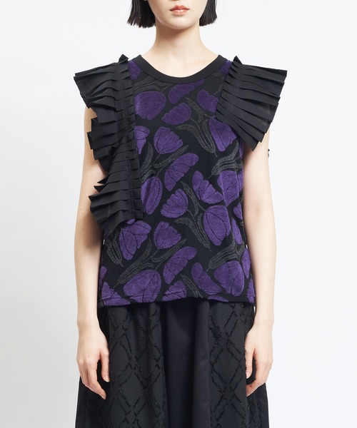 gomme（ゴム）の「チューリップフリルＴ（Tシャツ/カットソー・レディース・ブラック/ホワイト・MEDIUM）」の9枚目の写真