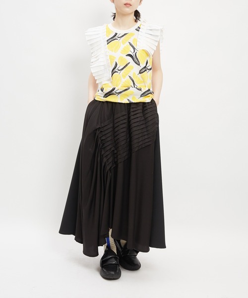gomme（ゴム）の「チューリップフリルＴ（Tシャツ/カットソー・レディース・ブラック/ホワイト・MEDIUM）」の6枚目の写真