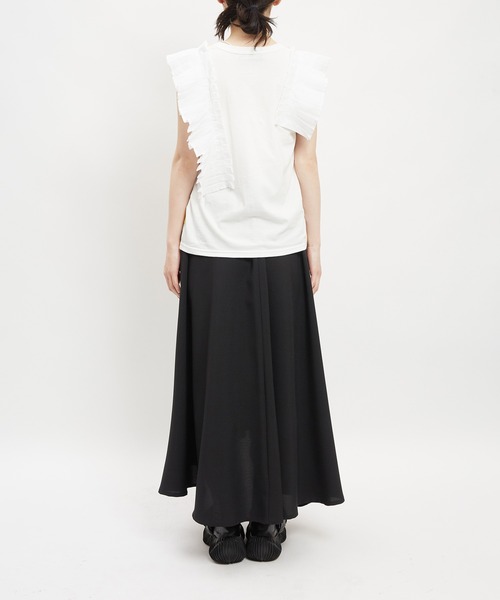 gomme（ゴム）の「チューリップフリルＴ（Tシャツ/カットソー・レディース・ブラック/ホワイト・MEDIUM）」の8枚目の写真