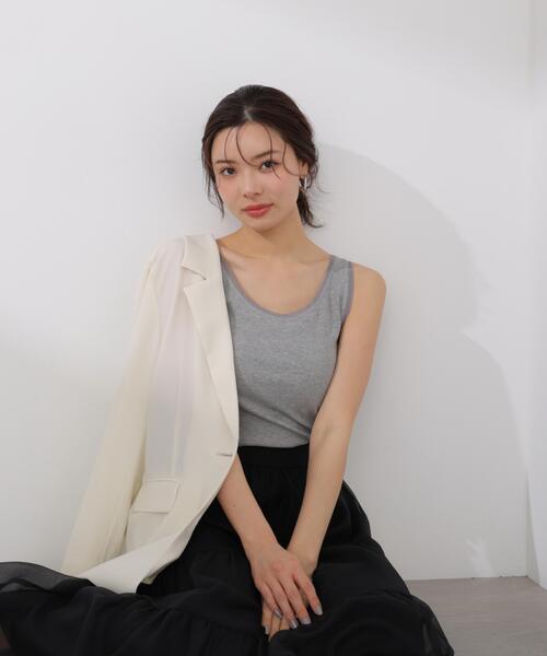 PROPORTION BODY DRESSING(プロポーションボディドレッシング)の「チュールトリムタンクトップ / 1216160405(タンクトップ・レディース・ブラック/グレー系その他/ホワイト系その他・FREE)」の3枚目の写真