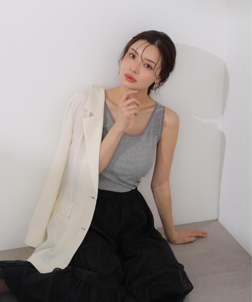 PROPORTION BODY DRESSING(プロポーションボディドレッシング)の「チュールトリムタンクトップ / 1216160405(タンクトップ・レディース・ブラック/グレー系その他/ホワイト系その他・FREE)」の16枚目の写真