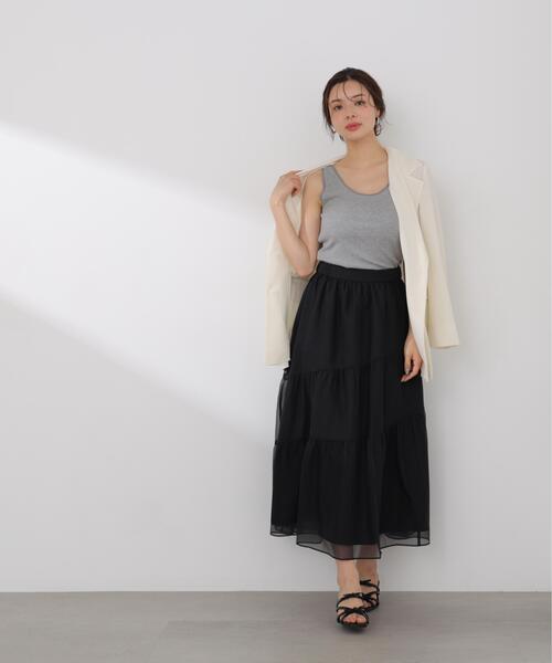 PROPORTION BODY DRESSING(プロポーションボディドレッシング)の「チュールトリムタンクトップ / 1216160405(タンクトップ・レディース・ブラック/グレー系その他/ホワイト系その他・FREE)」の15枚目の写真