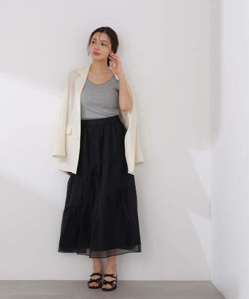 PROPORTION BODY DRESSING(プロポーションボディドレッシング)の「チュールトリムタンクトップ / 1216160405(タンクトップ・レディース・ブラック/グレー系その他/ホワイト系その他・FREE)」の13枚目の写真