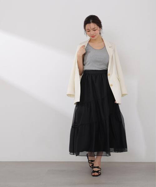 PROPORTION BODY DRESSING(プロポーションボディドレッシング)の「チュールトリムタンクトップ / 1216160405(タンクトップ・レディース・ブラック/グレー系その他/ホワイト系その他・FREE)」の12枚目の写真