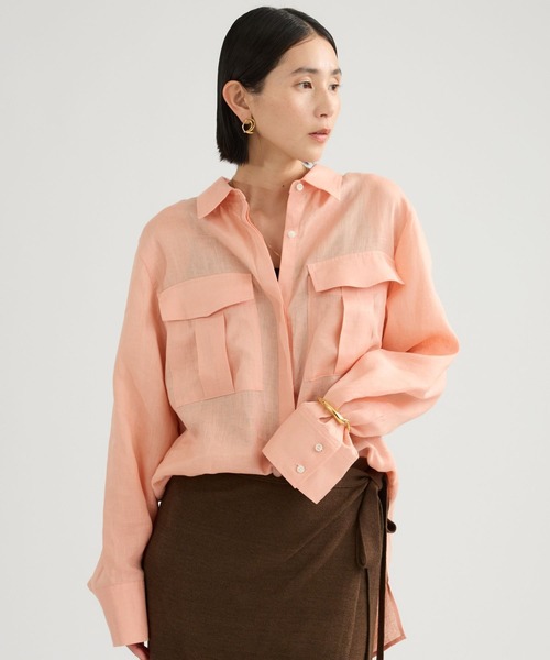 Chaos（カオス）の「Chaos(カオス)/ミュラリネンシャツ（シャツ/ブラウス・レディース・ダークブラウン/コーラル・FREE）」の9枚目の写真