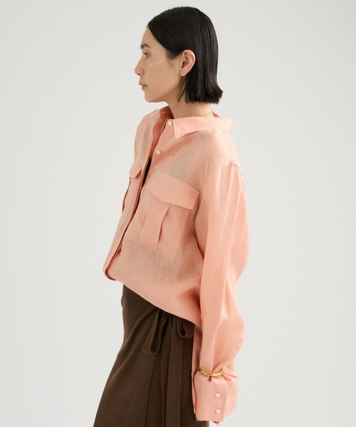 Chaos（カオス）の「Chaos(カオス)/ミュラリネンシャツ（シャツ/ブラウス・レディース・ダークブラウン/コーラル・FREE）」の10枚目の写真