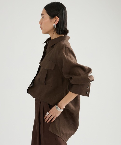 Chaos（カオス）の「Chaos(カオス)/ミュラリネンシャツ（シャツ/ブラウス・レディース・ダークブラウン/コーラル・FREE）」の4枚目の写真
