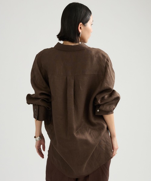 Chaos（カオス）の「Chaos(カオス)/ミュラリネンシャツ（シャツ/ブラウス・レディース・ダークブラウン/コーラル・FREE）」の5枚目の写真
