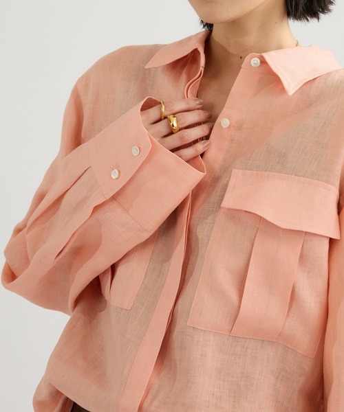 Chaos（カオス）の「Chaos(カオス)/ミュラリネンシャツ（シャツ/ブラウス・レディース・ダークブラウン/コーラル・FREE）」の15枚目の写真