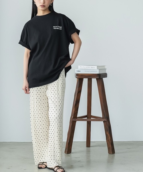 mili an deni（ミリアンデニ）の「ドットセルフカットプリーツパンツ（その他パンツ・レディース・ホワイト×ブラック/ブラック×ホワイト・M）」の6枚目の写真