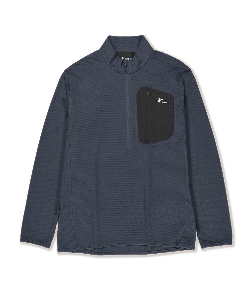 Foxfire(フォックスファイヤー)の「マイクログリッドWハーフZIP(Tシャツ/カットソー・メンズ・グレー/ネイビー・L/S)」の1枚目の写真