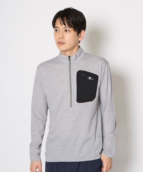 Foxfire(フォックスファイヤー)の「マイクログリッドWハーフZIP(Tシャツ/カットソー・メンズ・グレー/ネイビー・L/S)」の2枚目の写真