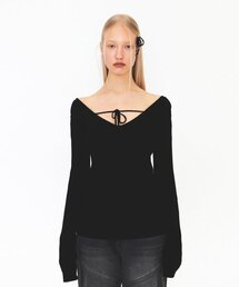 V NECK STRAP KNIT (black)